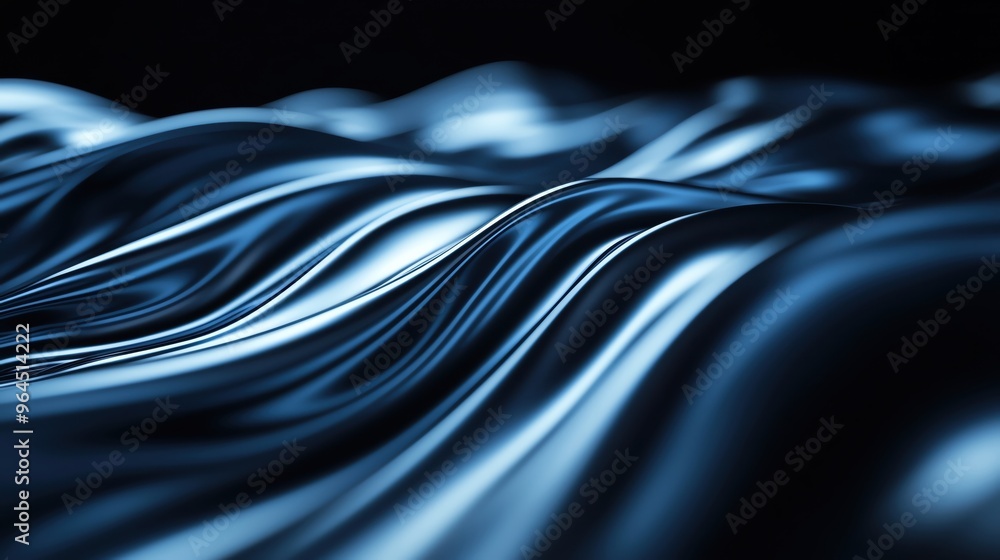 Poster elegant blue waves flowing smoothly, creating a mesmerizing abstract background ideal for artistic a