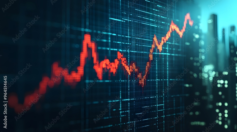 Poster a graph with red lines showing a downward trend