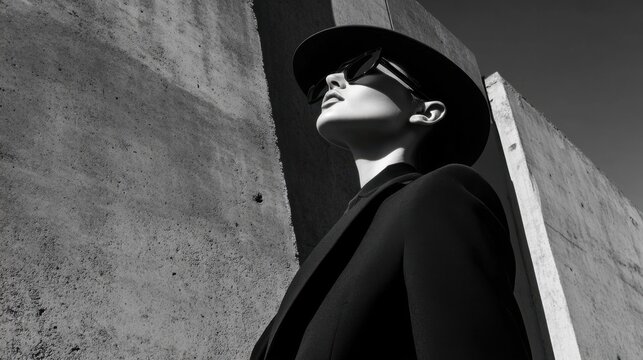 Fototapeta Monochrome outfit modern urban fashion sleek textures strong contrast dynamic poses high-fashion photography editorial street style