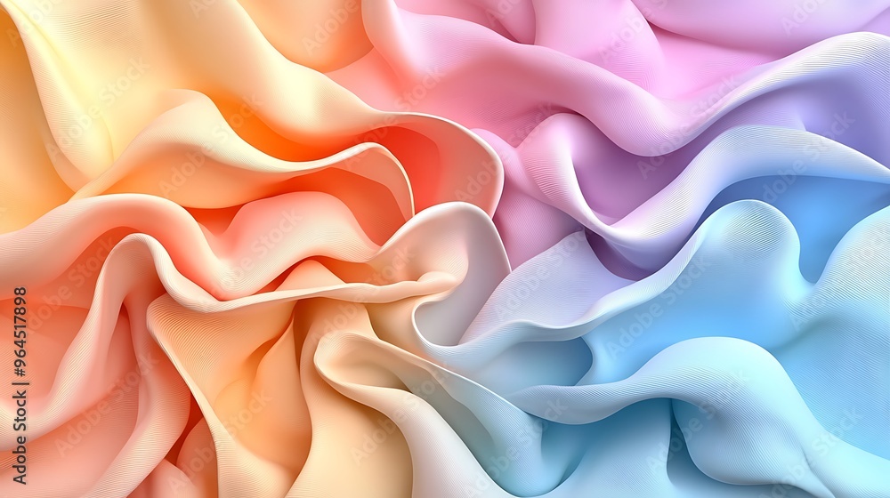 Poster pastel swirls and waves merge in a soft and harmonious abstract scene.
