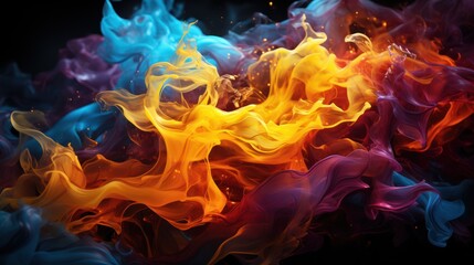 Fototapeta premium Vibrant Abstract Smoke Art - Colorful Swirls on Dark Background