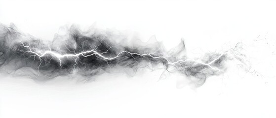 Abstract lightning bolt with a smoky texture, illustrating the power and energy of nature in a dramatic monochrome style.
