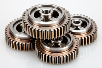 Obraz premium Close-up of metallic gears stacked together