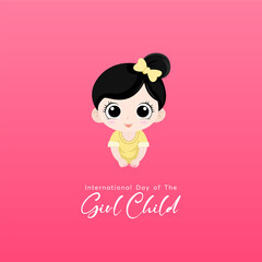 International Day of the Girl Child. with a design of a little girl and pink background