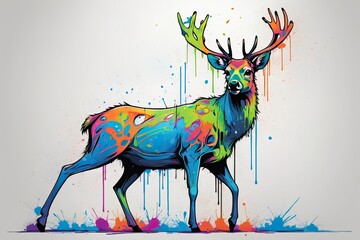 Graffiti-Style Deer: A graffiti-style illustration of a deer