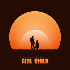 International Day of the Girl Child. Silhouette design of father and daughter holding hands