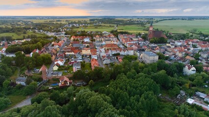Fototapeta premium Aerial panorama of Trzebiatow, Zachodniopomorskie, Poland