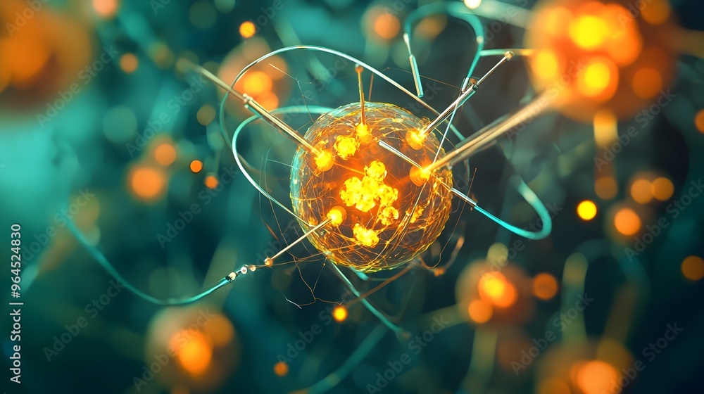 Poster nuclear fission process with control rods and uranium in a reactor visualization