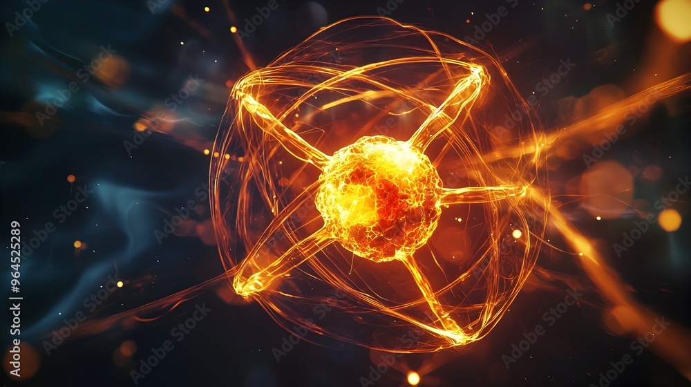 Aufkleber dynamic splitting of atomic nucleus during nuclear fission with scattering particles and energy