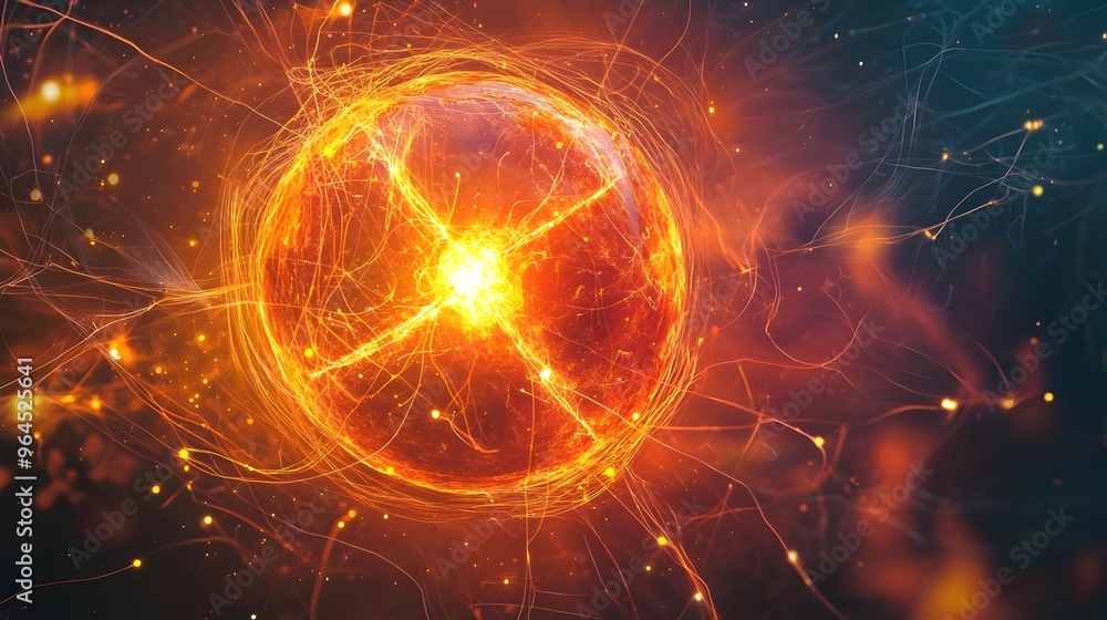 Poster nuclear fission reaction visualized:energy transfer and particle release