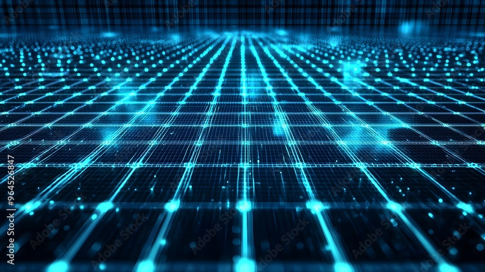 Poster glowing digital grid pattern,high-tech matrix background for tech designs
