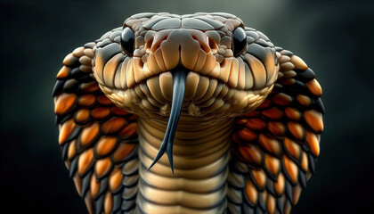 Close-up of a cobra's head