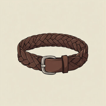 brown braided belt with silver buckle clip art preview
