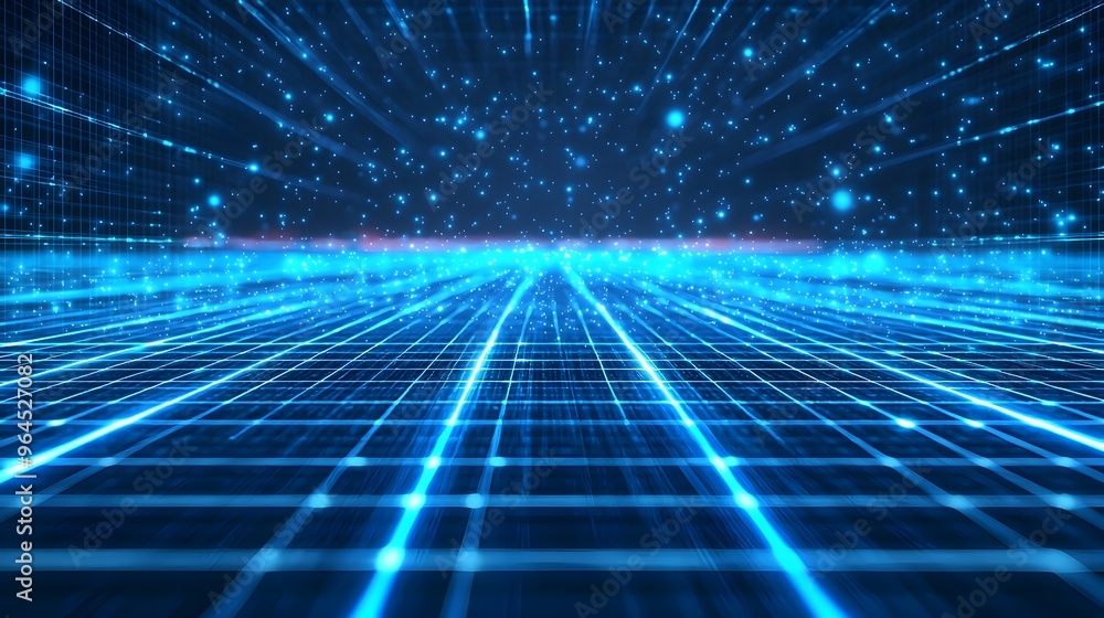 Aufkleber glowing digital grid pattern futuristic technology abstract background