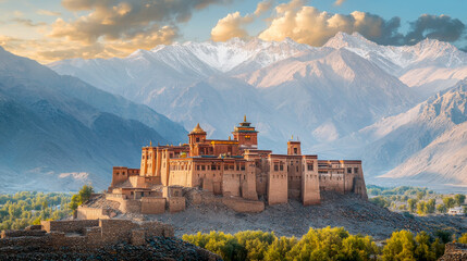 Leh palace, a former royal palace overlooking leh city, ladakh, india, is dramatically set against the backdrop of the himalayas © Rajesh
