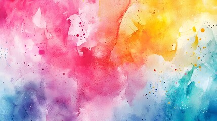 Vibrant Watercolor Splashes Forming Abstract Background