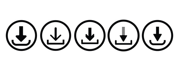 Download icon. Downloading sign. Download button. Arrow downloading icon. Download files icon. Vector illustration.