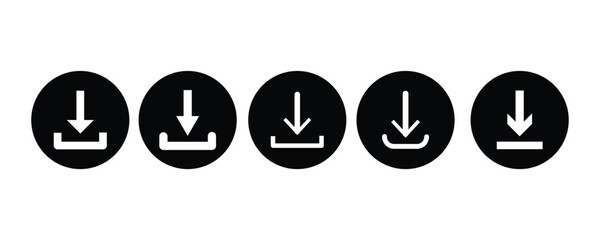 download icon vector illustration on white background. Download arrow button icon set. Download files icons vector. 