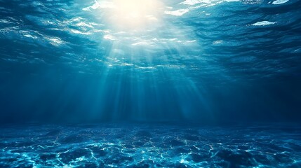 Tranquil Underwater Ocean Scene with Sunlight Filtering Through Serene Blue Tones