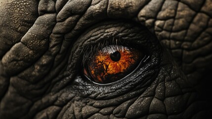 A close-up of an elephant eye in Kenya Amboseli National Park, showing the rough texture of its skin.