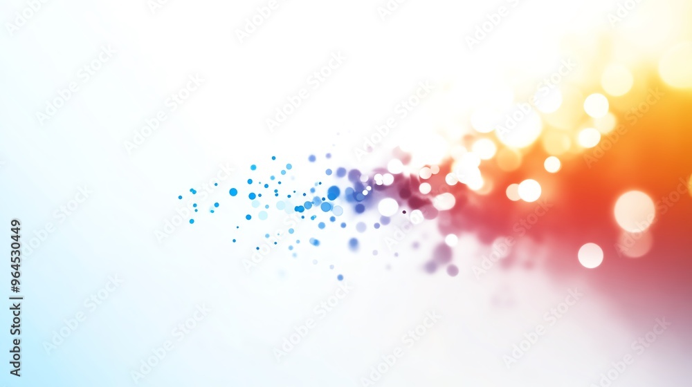 Poster abstract background with colorful bokeh and light streaks on a white background.