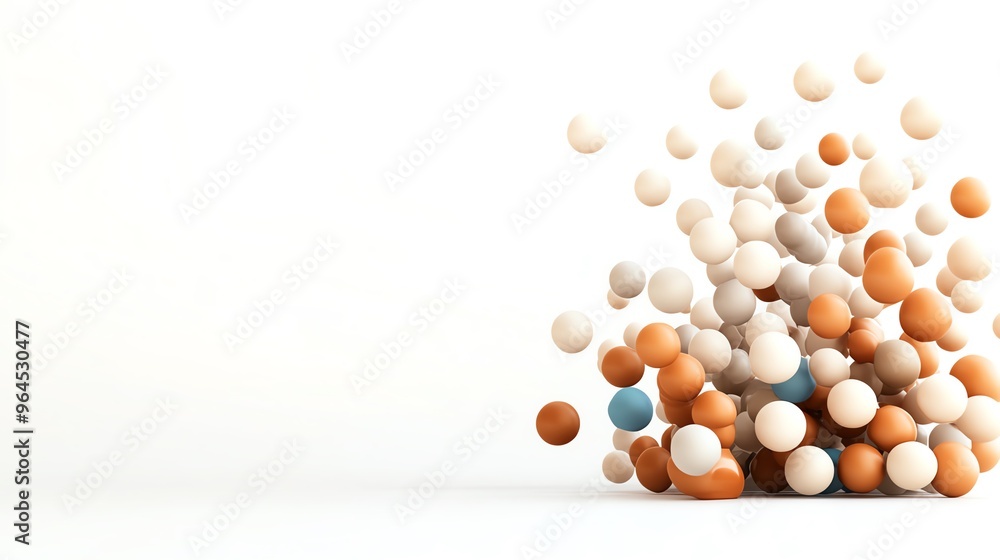 Aufkleber abstract background with colorful spheres floating and falling on white background.