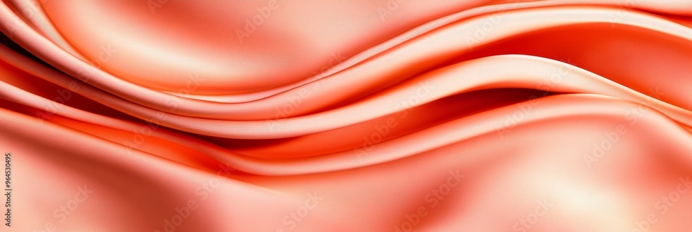 Aufkleber a close-up shot of a peach-colored silk fabric with soft, flowing lines and a smooth, luminous textu