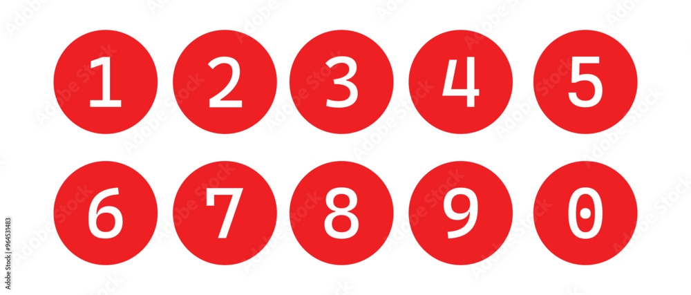 Poster simple circle with numbers 0 to 10 inside. vector illustration on white background. set of round 1-9