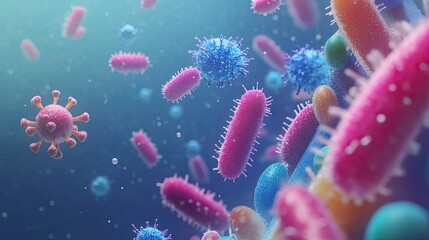 Fototapeta premium Animated germs with clear background and copy area