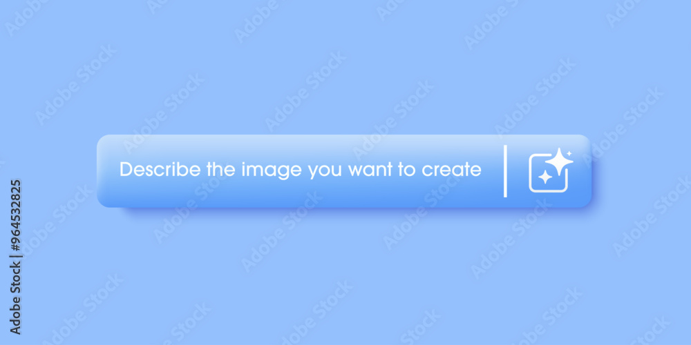 Aufkleber 3D generative bar with generated icon as part of UI UX design and website or apps. Enter command text to generate ideas. Artificial intelligence technology concept vector illustration.