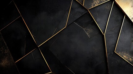 Sleek Geometric Luxury Lines on Matte Black Background for Branding and Design