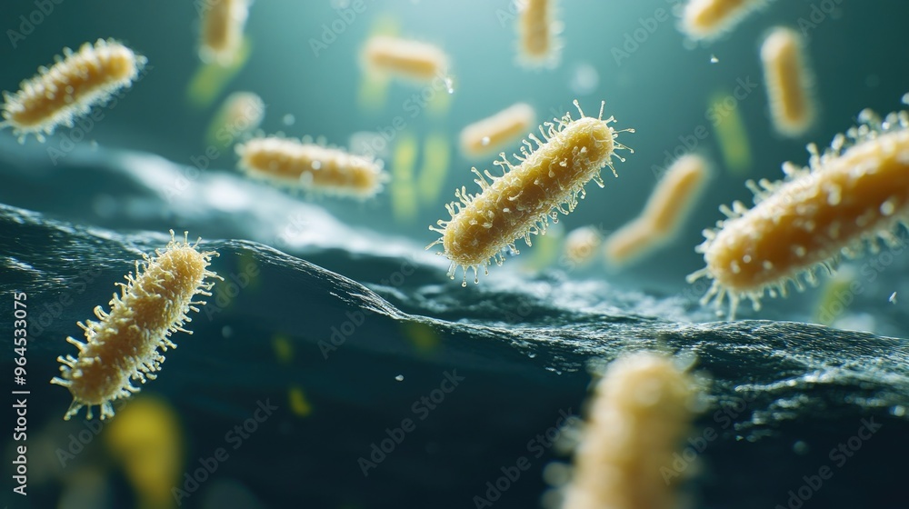 Poster bacteria on a surface with spacious copy area