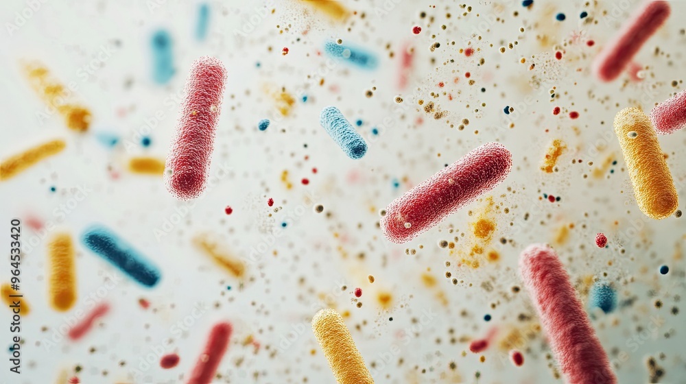 Poster bacteria on a white surface with large copy space