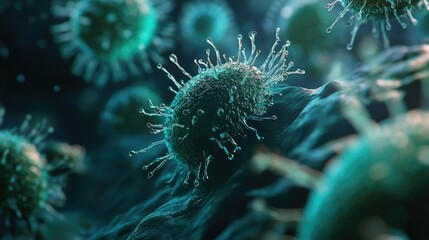 Obraz premium Close-up of germs with ample room for text