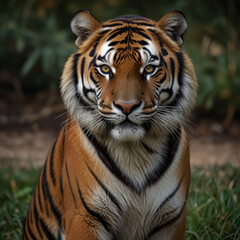 Majestic Bengal Tiger Roaming in the Wild Jungle