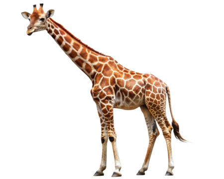 A giraffe standing tall on a transparent background png. - Powered by Adobe