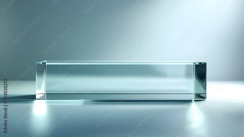 Poster Smooth Transparent Glass with Soft Glow and Minimal Luxury Setting