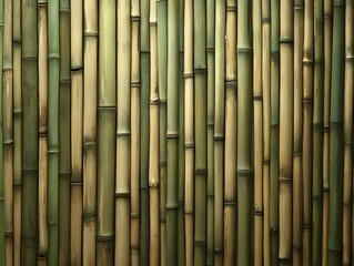 Fototapeta premium Grüne und gelbe Bambusstangen in Nahaufnahme als natürlicher Hintergrund
