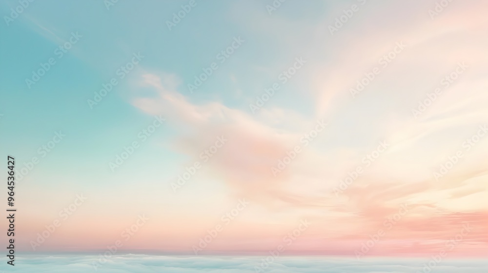 Poster soft pastel gradient with subtle clouds,serene and dreamy expansive background