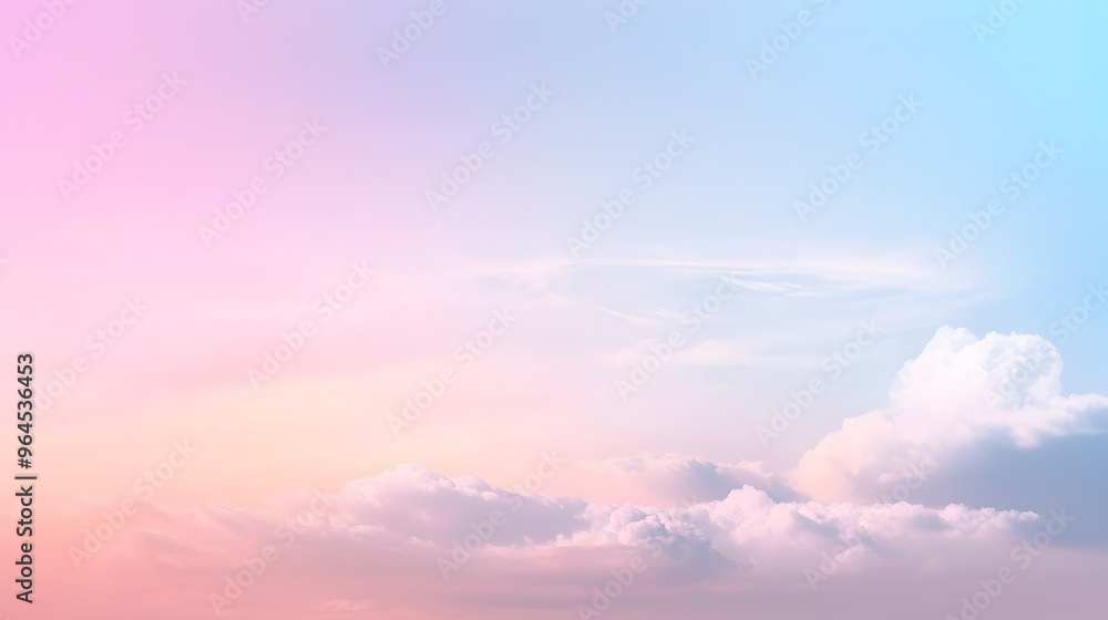 Poster soft pastel gradient clouds create serene dreamy expansive background