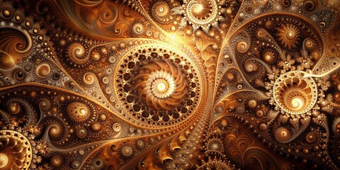 Brown hues backdrop with bokeh spots, fluid patterns, and fractal designs creating a mesmerizing and abstract image