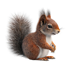 Fototapeta premium A cute squirrel with a bushy tail, ideal for wildlife enthusiasts and nature lovers. Showcases the beauty of forest creatures.
