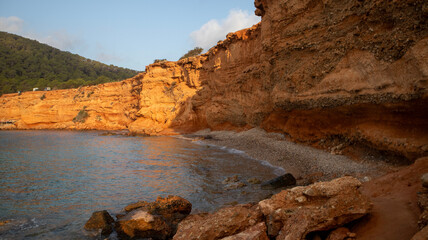 natural, cape, spain, destination, natural reserve, geology, cliff, hike, ibiza rocks, mediterranean, bay of water, beautiful, comte beach, ibiza island, landscape, travel, vacations, cove, outdoors, 