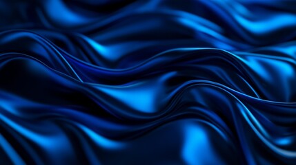 Obraz premium This abstract background features flowing waves of liquid glass in a deep blue hue, creating a sense of movement and depth. It symbolizes fluidity, transformation, and the ethereal nature of reality.