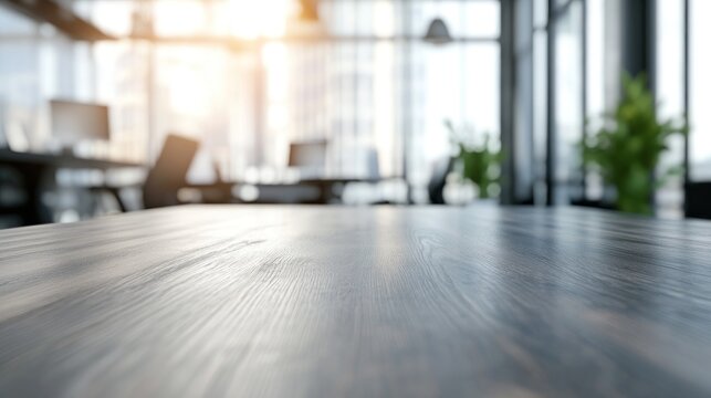 Empty Wooden Desk in an Office Setting