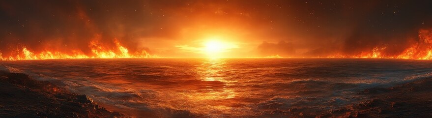 Obraz premium Vibrant Orange and Blue Flames Collide in Dramatic Abstract Background - Elemental Contrast of Hot and Cold Energy for Powerful Design Projects