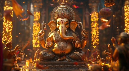 Fototapeta premium Lord Ganesha, Generative AI