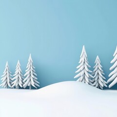 Obraz premium Winter wonderland, with snow-covered trees and sky, 3D illustration, copy space for text,