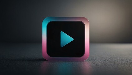 Rounded rectangular play button icon, ideal for digital media applications.