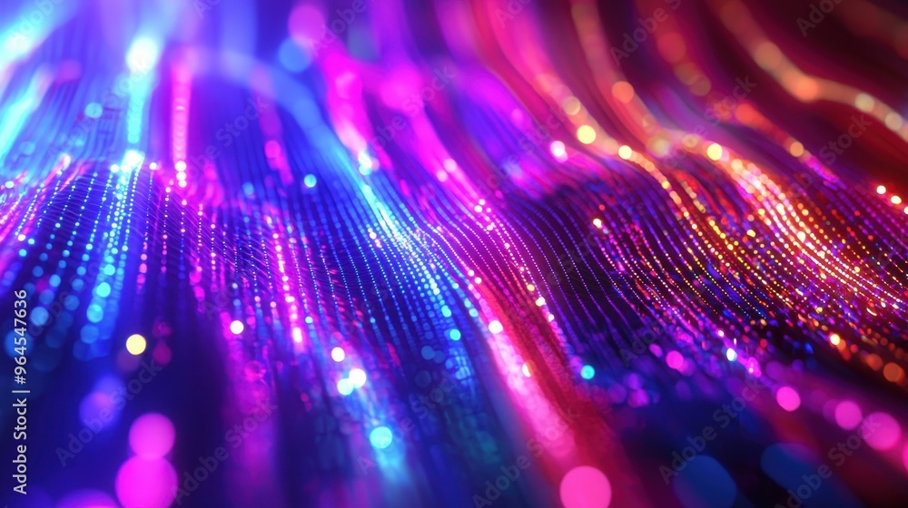 Poster futuristic abstract light patterns in multilayered colors
